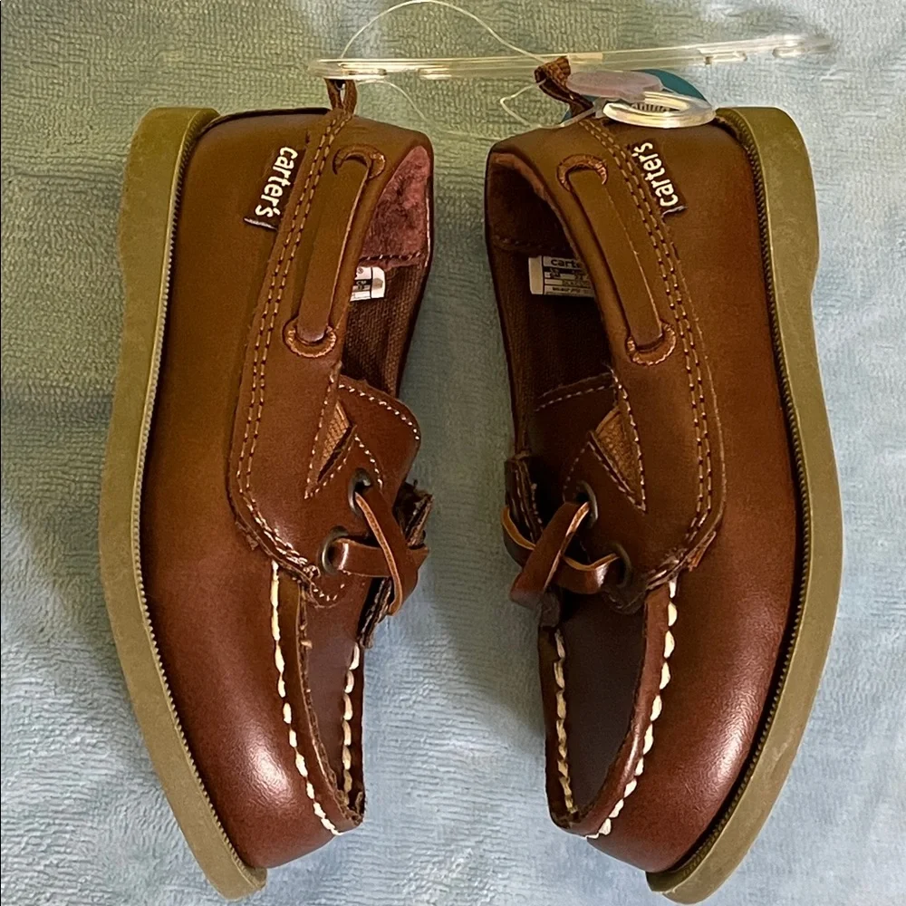 Carter’s Toddler Boys Boat Shoes Size 6 Brown Slip-On NEW WITH TAGS